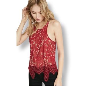 ❤️ Express Red Lace Racerback Tank | Nude Lining | Size M | Like New